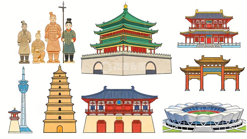 高清大图下载【趣麦麦图】西安地标建筑