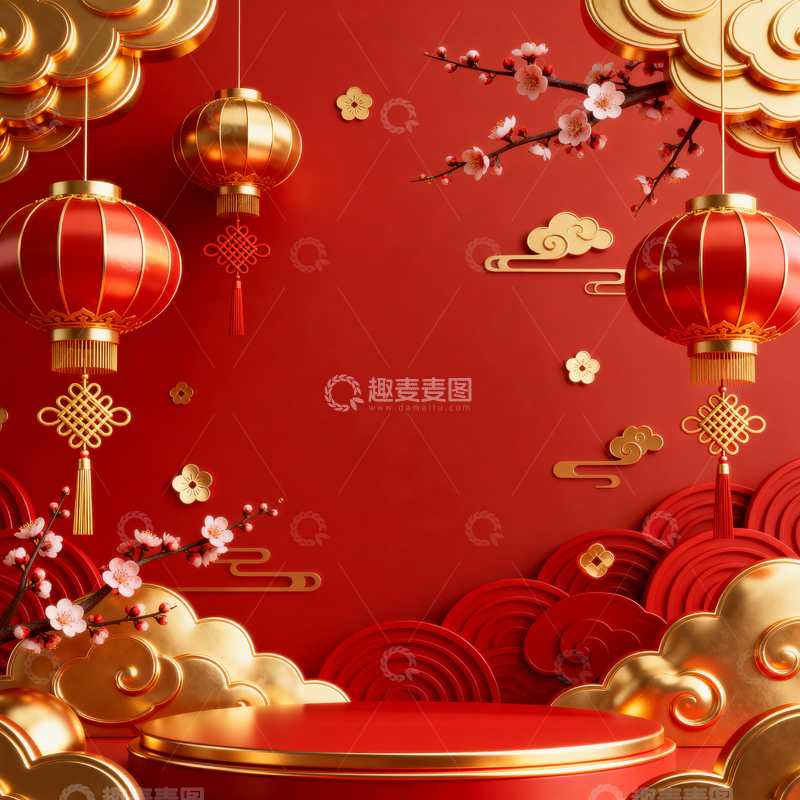高清大图下载【趣麦麦图】新年元旦春节背景_方屏006