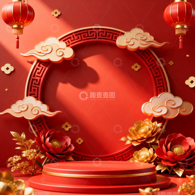 高清大图下载【趣麦麦图】新年元旦春节背景_方屏001