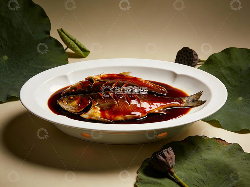 高清大图下载【趣麦麦图】精致中式红烧鱼美食摄影