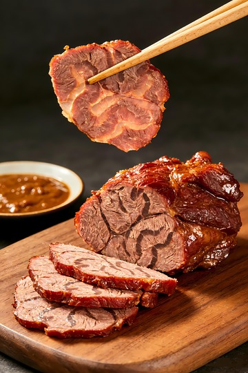酱牛肉举起一片