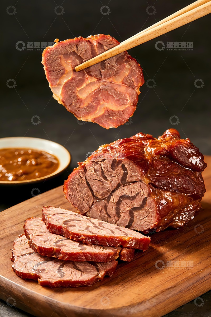高清大图下载【趣麦麦图】酱牛肉举起一片
