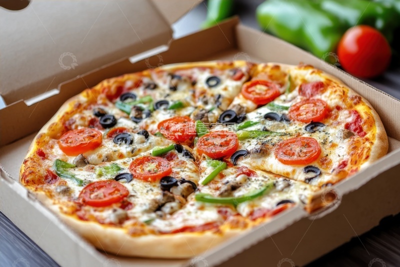 高清大图下载【趣麦麦图】西红柿披萨蔬菜美食