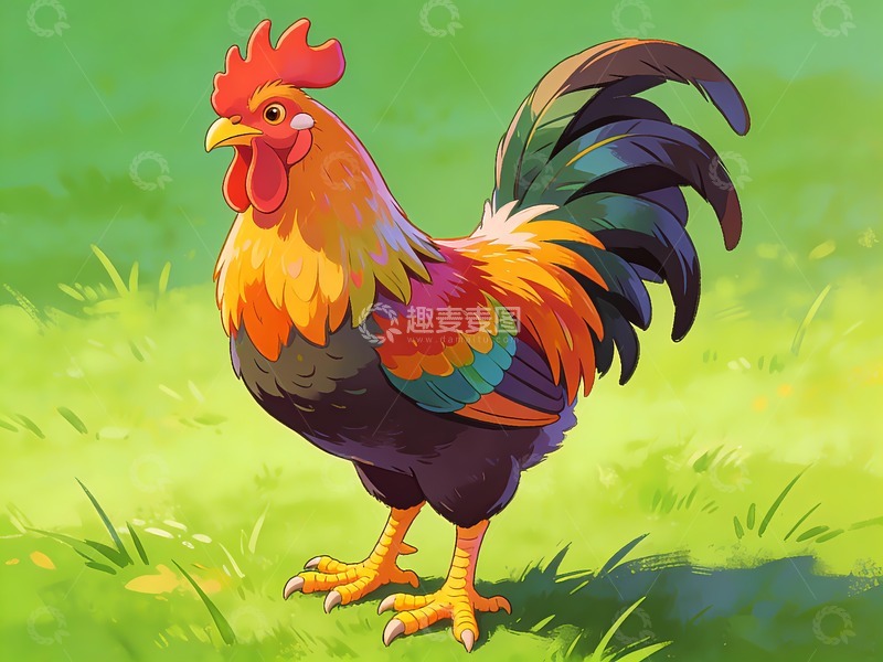 高清大图下载【趣麦麦图】大公鸡卡通绘画