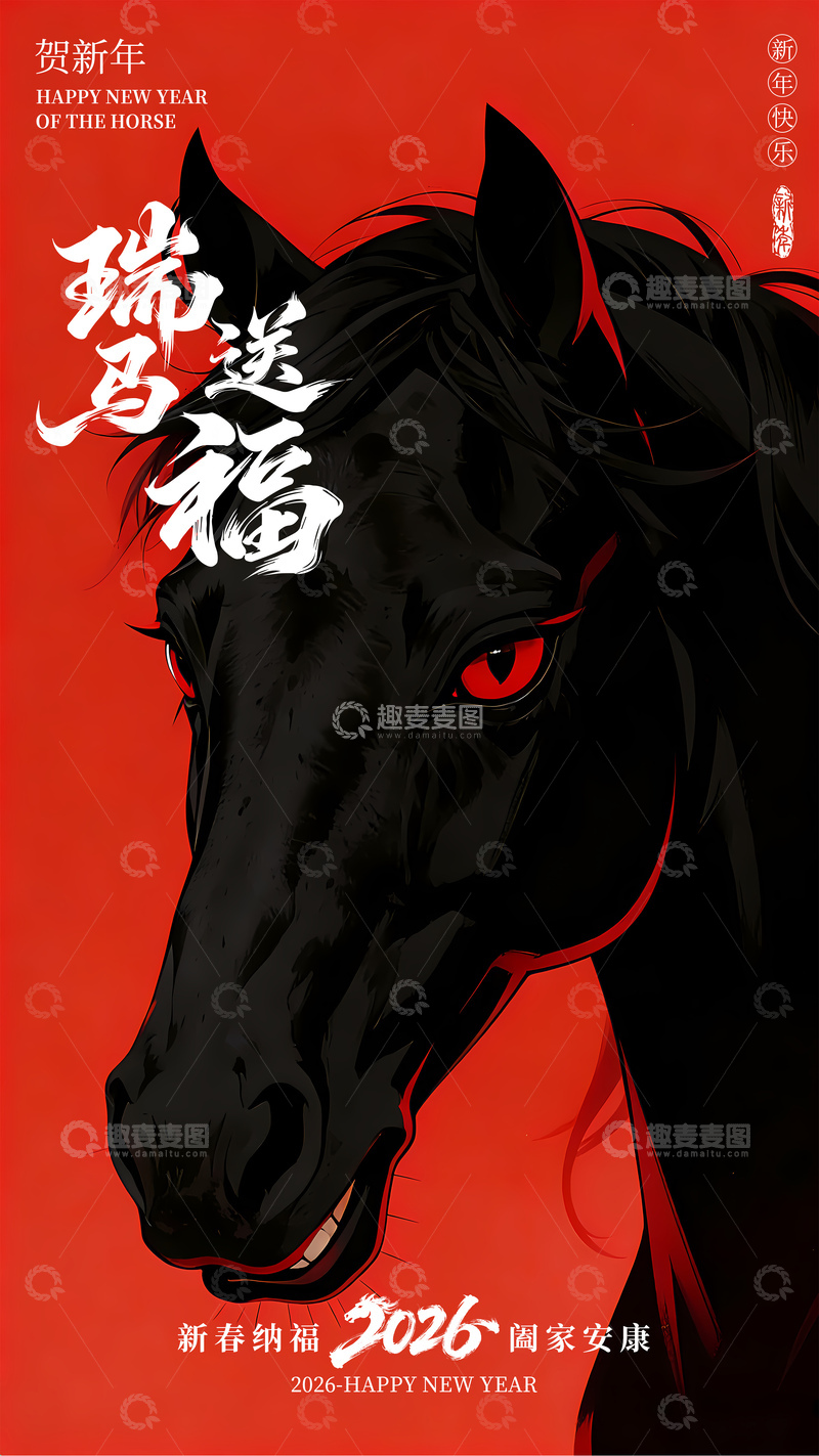 源文件下载【趣麦麦图】-马年新年简约海报