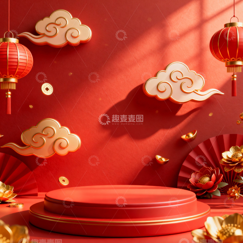 高清大图下载【趣麦麦图】新年元旦春节背景_方屏056