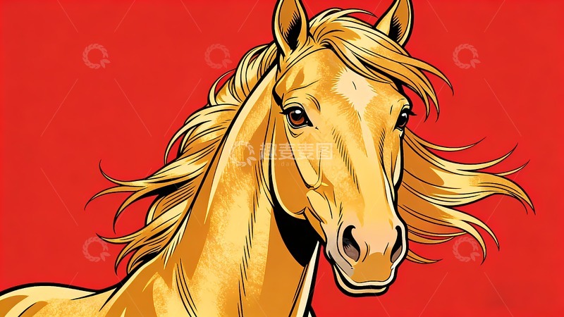 高清大图下载【趣麦麦图】一匹金色的马