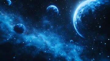 蓝色星空宇宙行星科幻场景