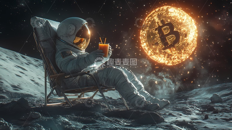 高清大图下载【趣麦麦图】宇航员月球休闲数字货币创意合成
