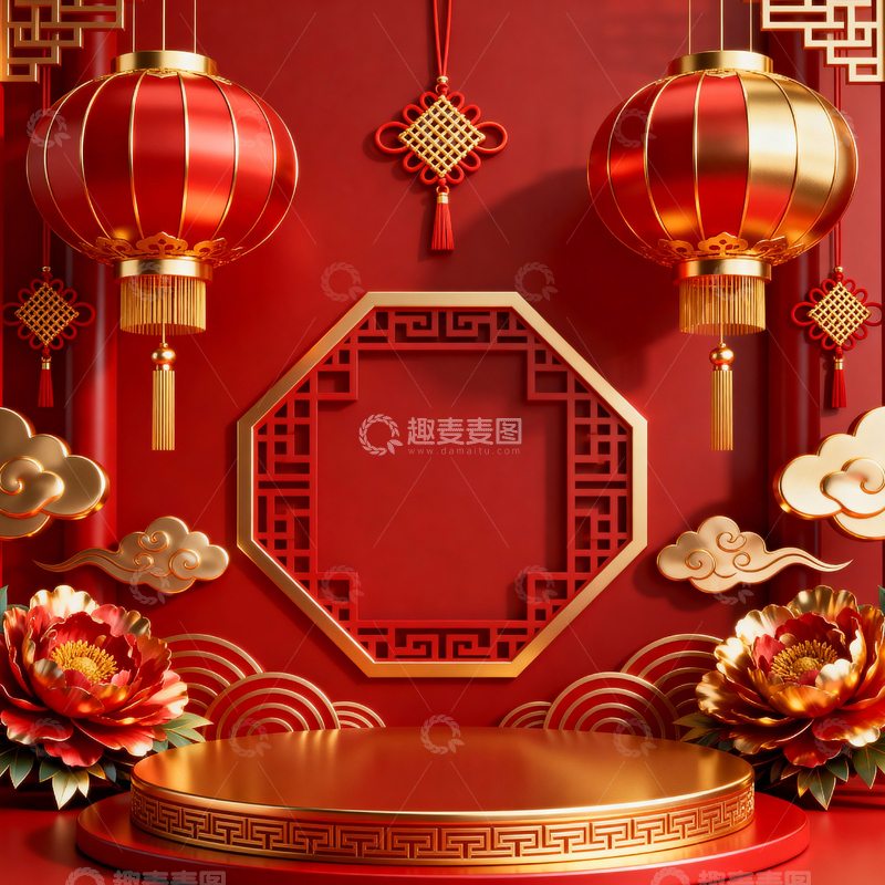 高清大图下载【趣麦麦图】新年元旦春节背景_方屏043