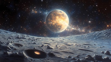 太空月景科幻绘画