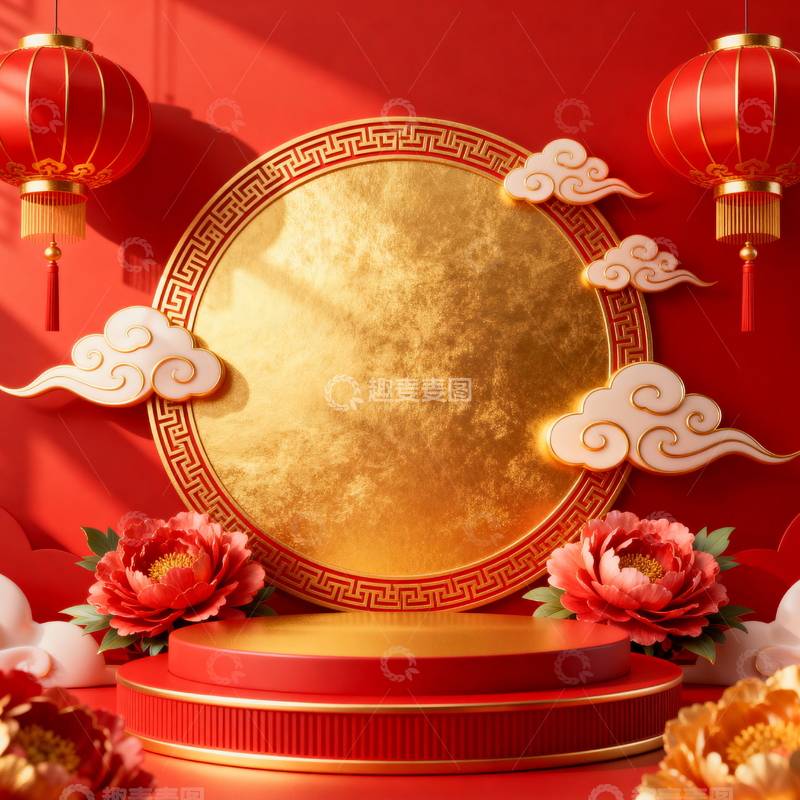 高清大图下载【趣麦麦图】新年元旦春节背景_方屏055