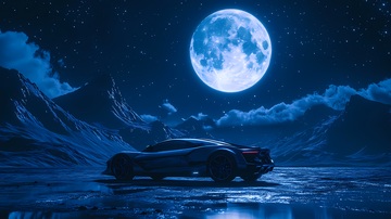 月夜跑车科幻风壁纸
