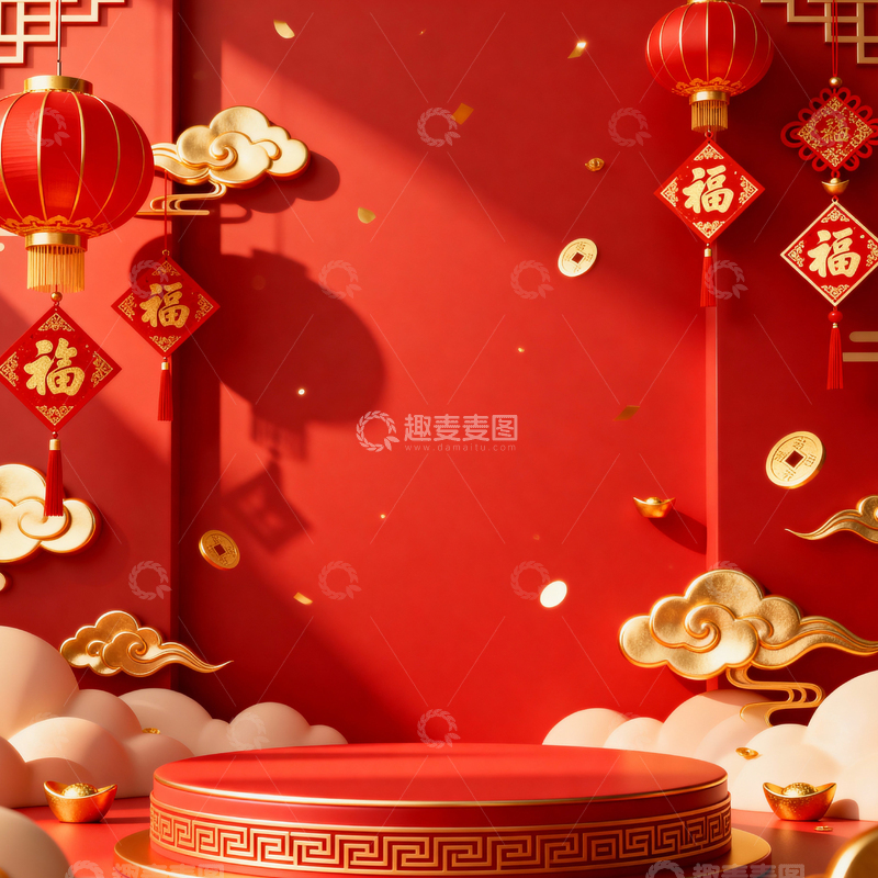高清大图下载【趣麦麦图】新年元旦春节背景_方屏048