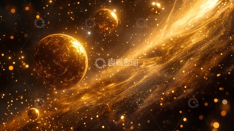 高清大图下载【趣麦麦图】金色星系科幻背景
