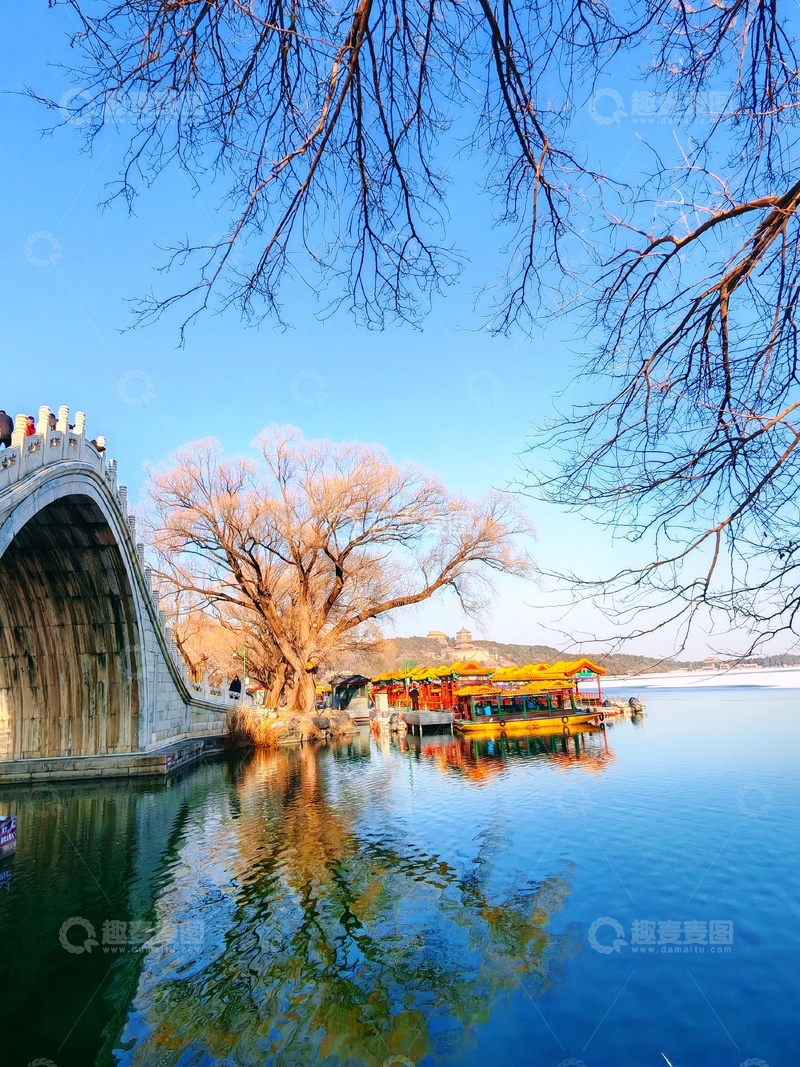 高清大图下载【趣麦麦图】冬日湖光石桥美景