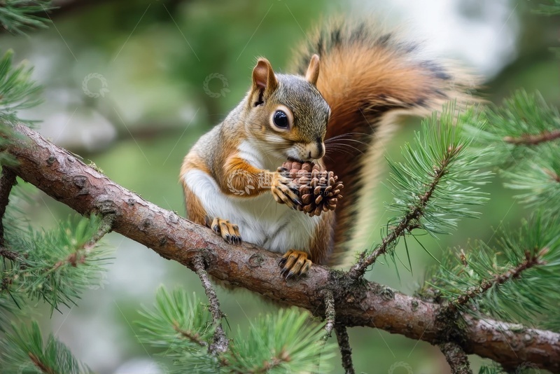 高清大图下载【趣麦麦图】抱着松果的一只松鼠