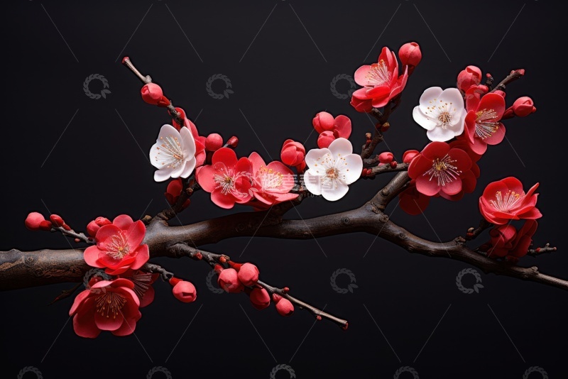 高清大图下载【趣麦麦图】一枝红梅盛开