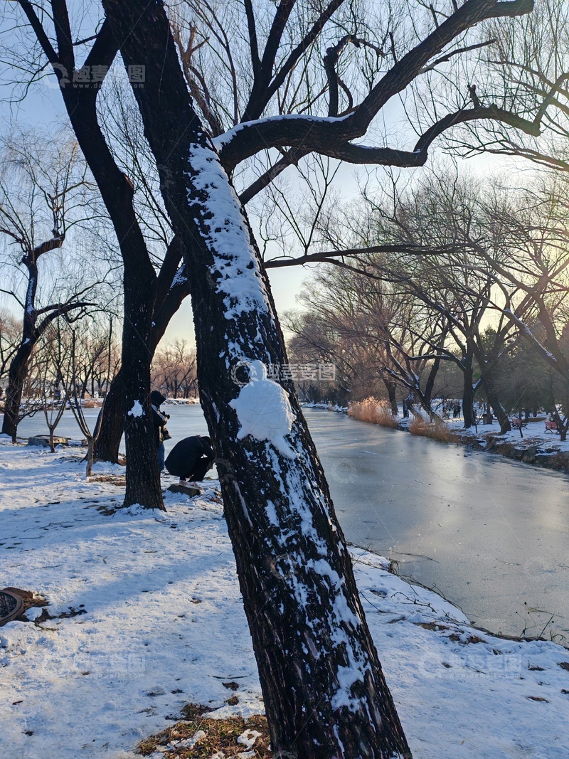 高清大图下载【趣麦麦图】-冬日河畔雪景风光摄影