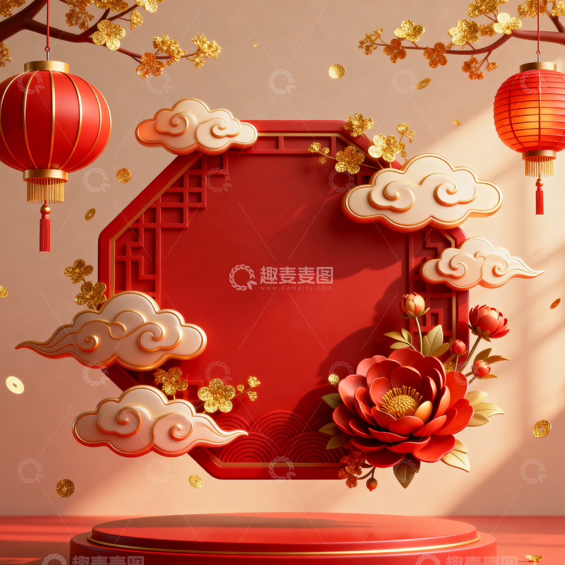 高清大图下载【趣麦麦图】新年元旦春节背景_方屏076