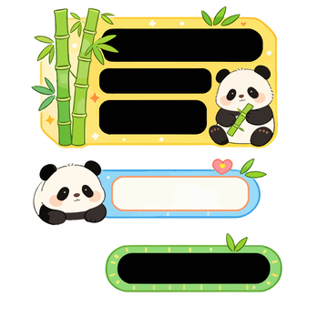 卡通熊猫标签设计模板