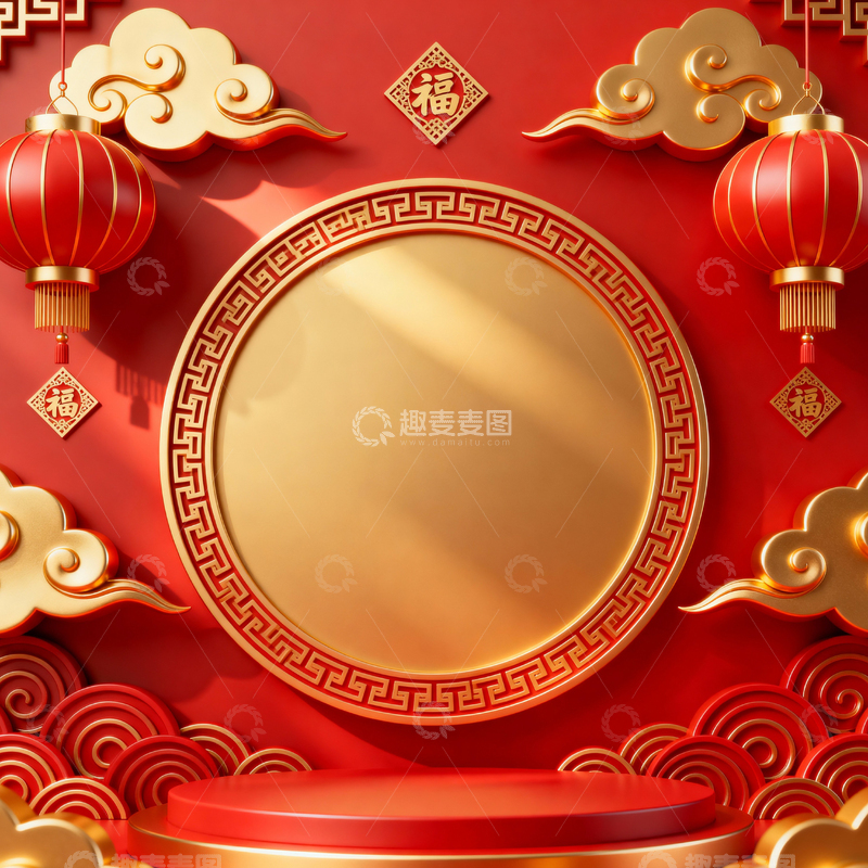 高清大图下载【趣麦麦图】新年元旦春节背景_方屏078