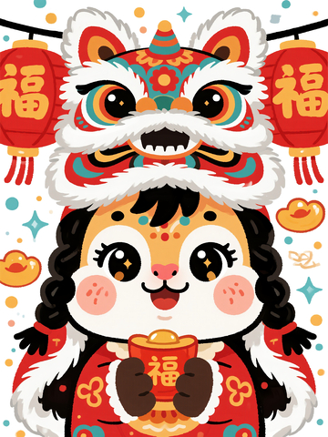 卡通舞狮头套小鹿