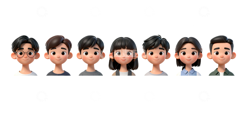 源文件下载【趣麦麦图】3d建模卡通人物头像10