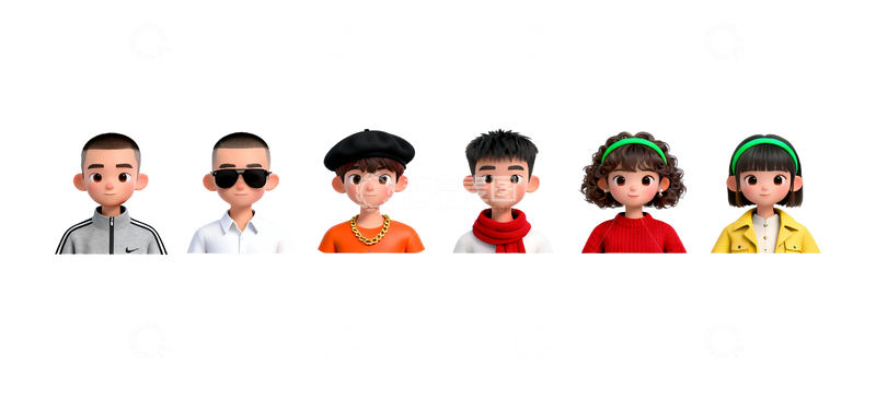 源文件下载【趣麦麦图】3d建模卡通人物头像16