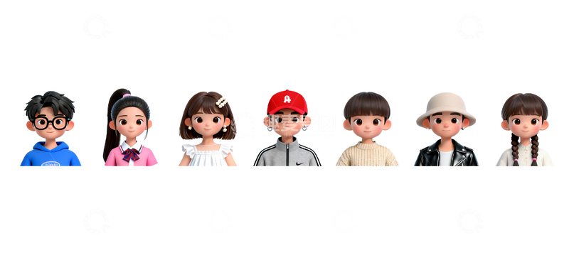 源文件下载【趣麦麦图】3d建模卡通人物头像14