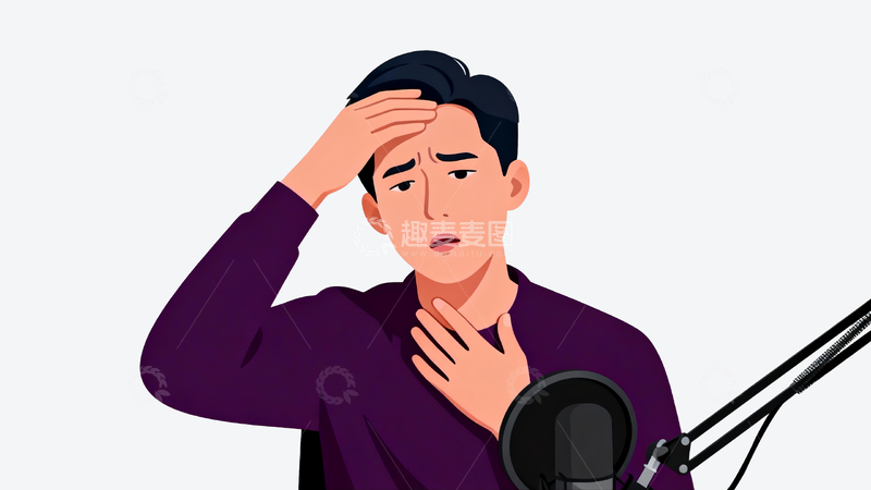 源文件下载【趣麦麦图】插画风格一个喉咙痛的主持人4