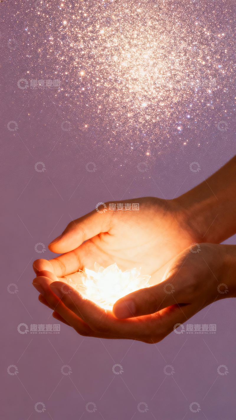 源文件下载【趣麦麦图】双手捧着一束光1