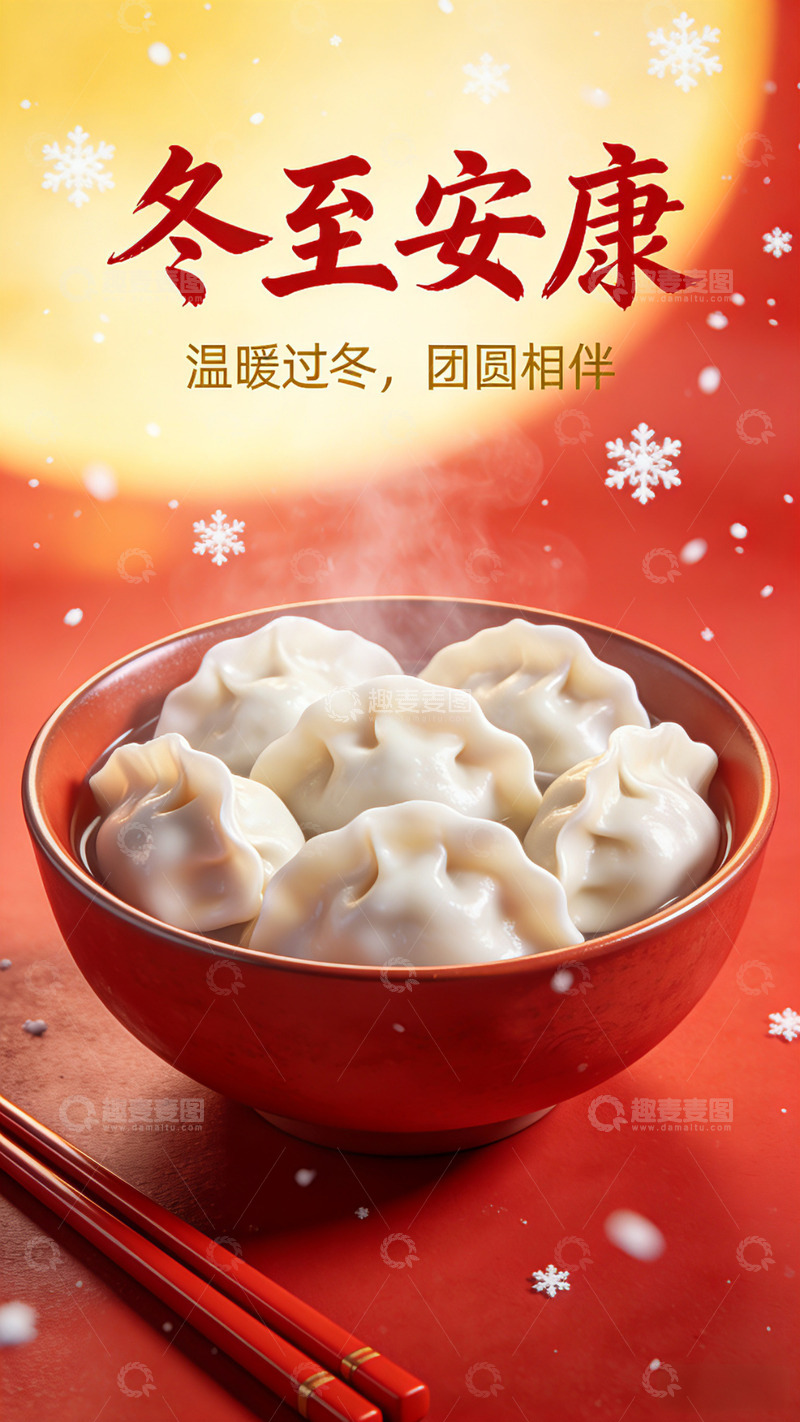 高清大图下载【趣麦麦图】冬至节气手机海报