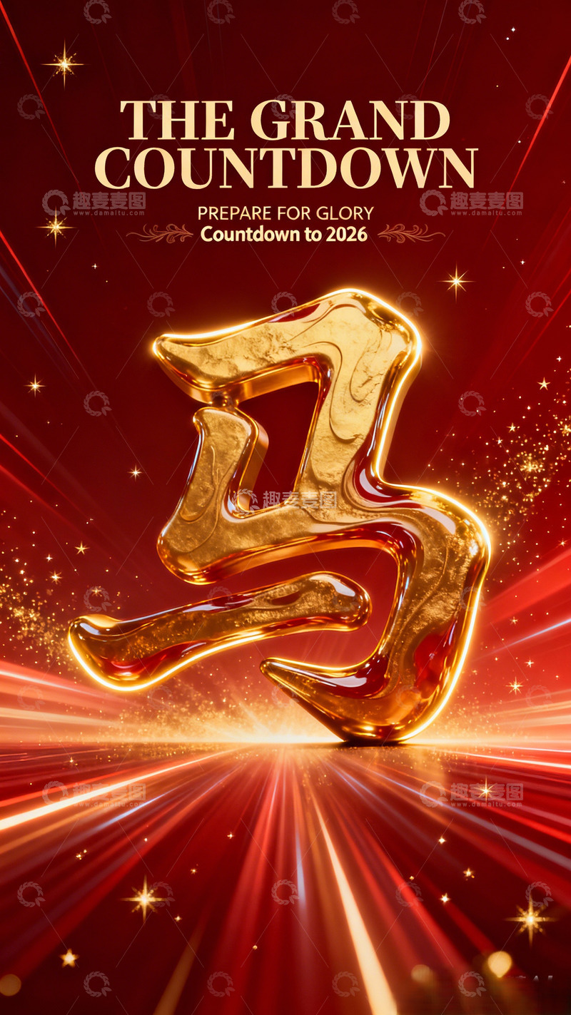 高清大图下载【趣麦麦图】金色数字倒计时海报