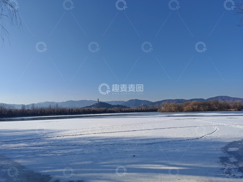 高清大图下载【趣麦麦图】冬日雪景山水画面素材