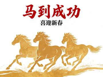 马到成功喜迎新春海报设计