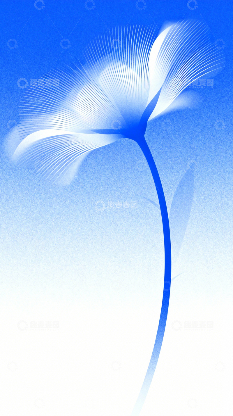 高清大图下载【趣麦麦图】蓝白线条花现代质感1
