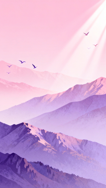 粉紫山脉诗意氛围