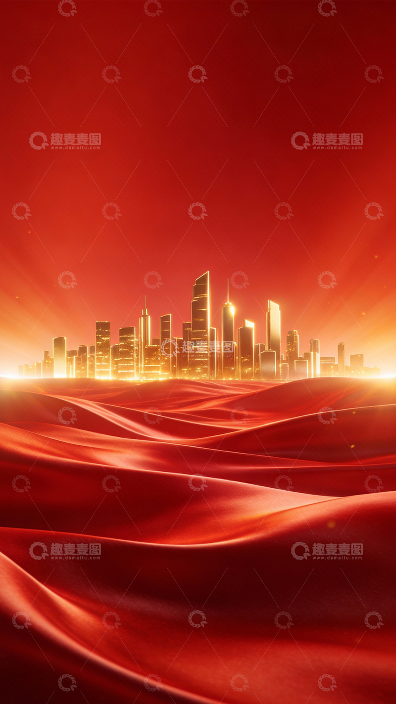 高清大图下载【趣麦麦图】红金城市喜庆氛围2