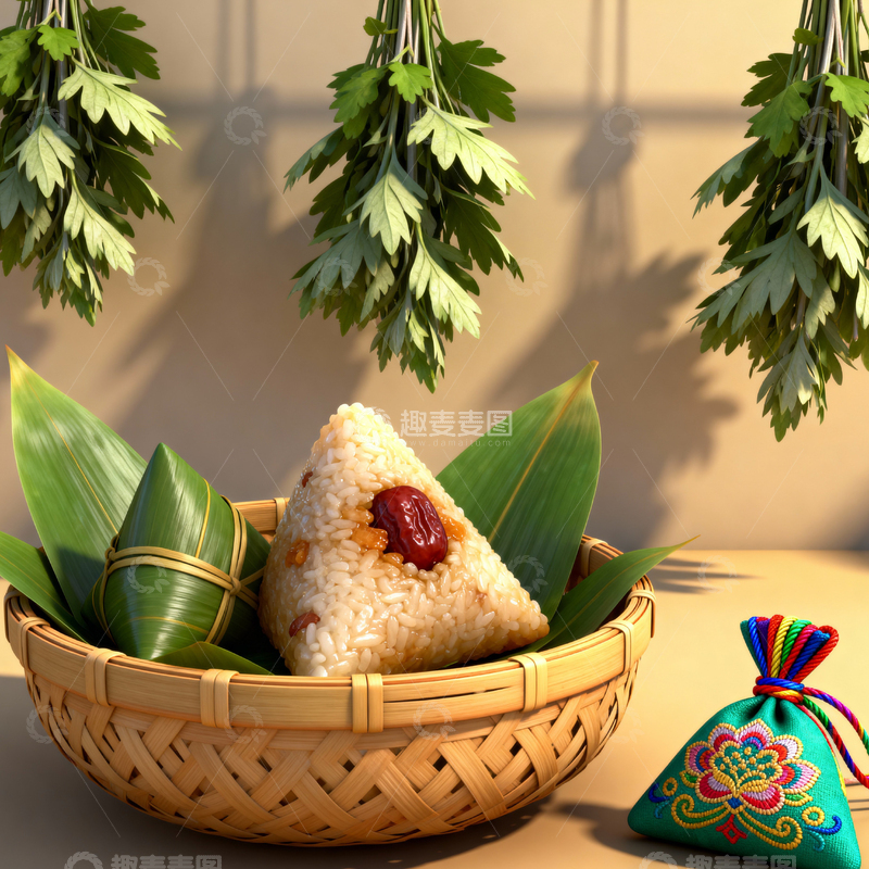 高清大图下载【趣麦麦图】端午节粽子背景_方屏005