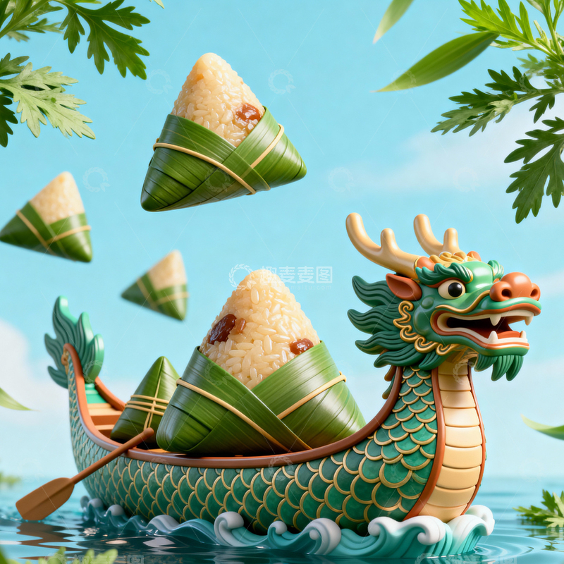 高清大图下载【趣麦麦图】端午节粽子背景_方屏003