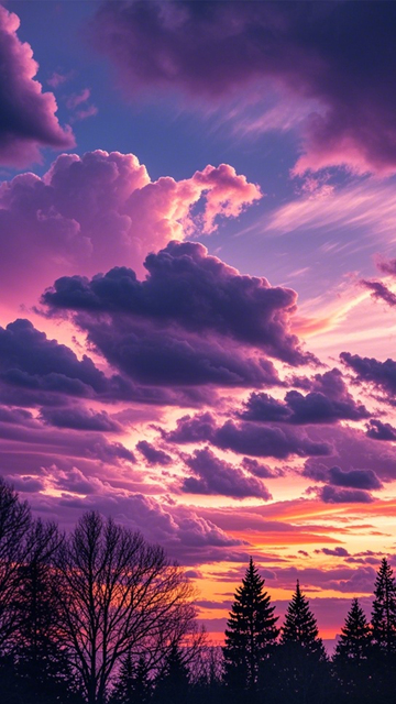 粉紫晚霞森林诗意1