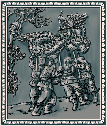 陕北民俗文化浮雕-舞龙