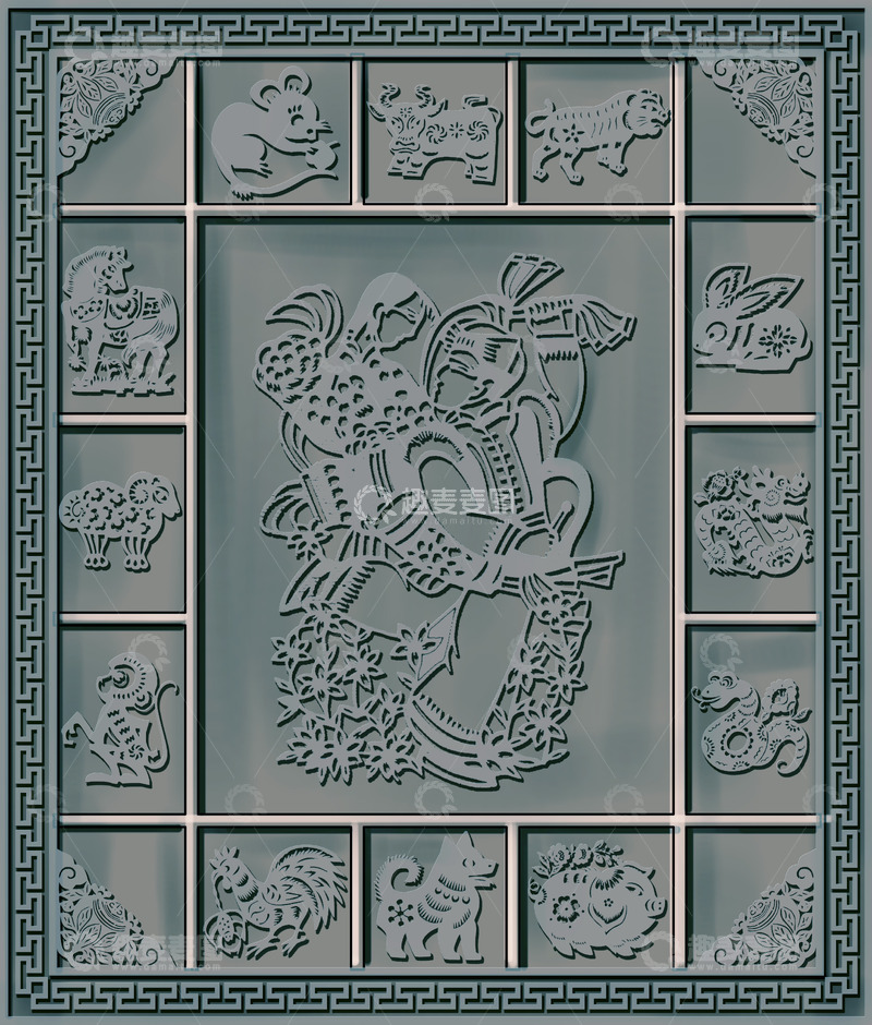 源文件下载【趣麦麦图】陕北民俗文化浮雕-剪纸