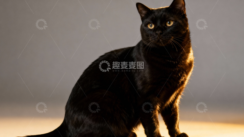 高清大图下载【趣麦麦图】可爱黑猫003