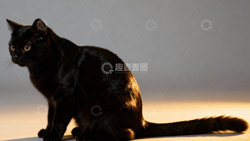 高清大图下载【趣麦麦图】可爱黑猫017