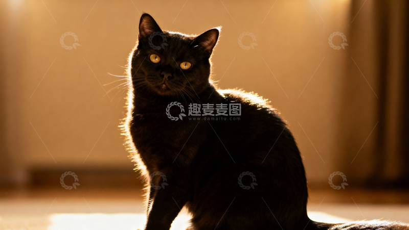 高清大图下载【趣麦麦图】可爱黑猫009