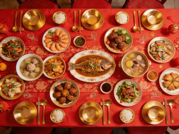 春节传统宴席美食摄影