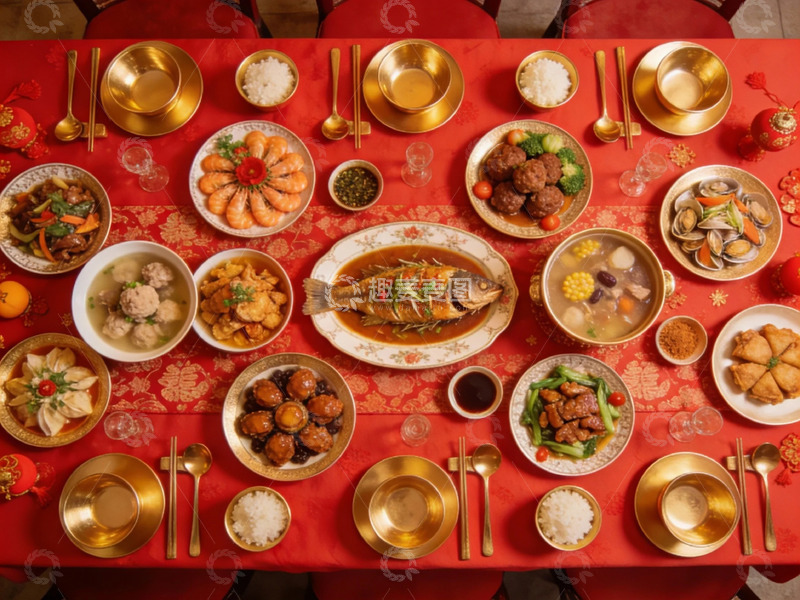 高清大图下载【趣麦麦图】春节传统宴席美食摄影