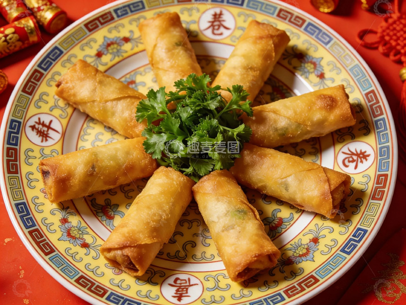 高清大图下载【趣麦麦图】中式春卷美食摄影